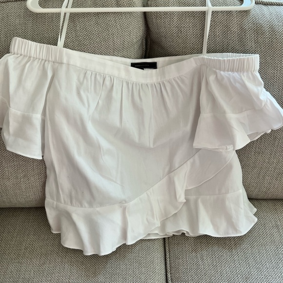 White Off the Shoulder Ruffle Top - Picture 1 of 3